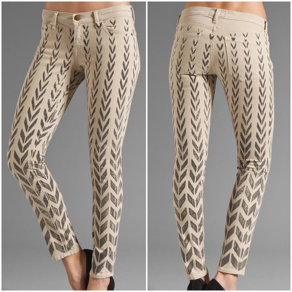 Current Elliott The Ankle Skinny in Khaki Chevron